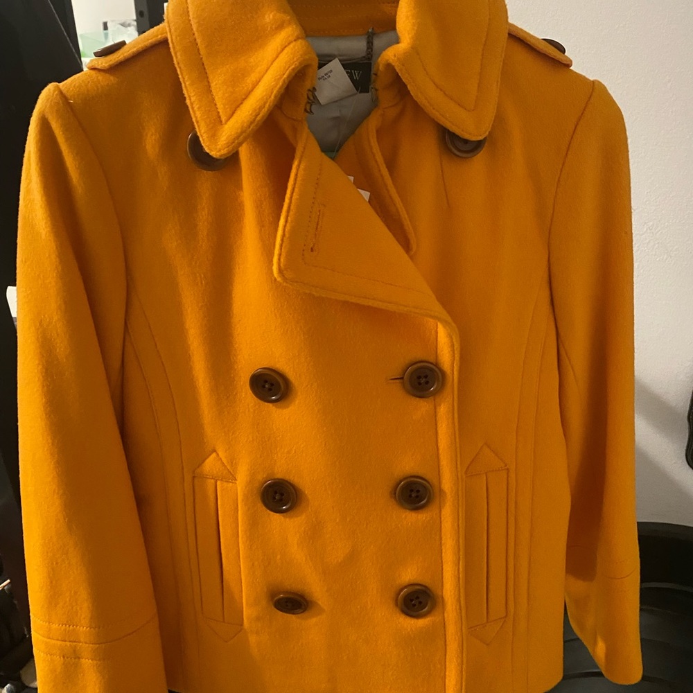 New with tags J. Crew yellow/gold pea coat size petite XS